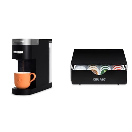 Keurig K- Slim Single Serve K-Cup Pod Coffee Maker, Multistream Technology, Black & Slim Non-Rolling Storage Drawer, Coffee Pod Storage, Holds up to 24 K-Cup Pods, Black