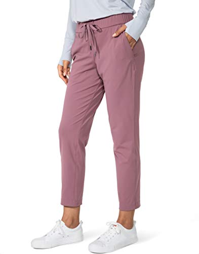 G Gradual Women's Pants with Deep Pockets 7/8 Stretch Sweatpants for Women Athletic, Golf, Lounge, Work (Pink, Medium)