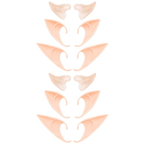 6 Pairs Elf Ears - Cosplay Fairy Pixie Elf Ears Soft Pointed Ears Tips Anime Party Dress Up Costume Makeup Masquerade Accessories Halloween Elven Vampire Fairy Ears (6 Pairs)