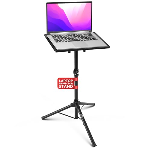 PYLE-PRO Universal Laptop Projector Tripod Stand - Computer, Book, DJ Equipment Holder Mount Height Adjustable Up to 39.37” w/ 14” x 11” Plate Size - Perfect for Stage or Studio Use PLPTS2
