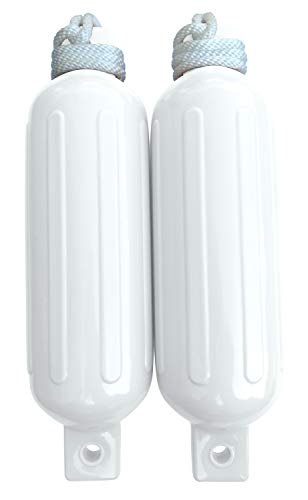 Dock Edge + Twin Eye, Dolphin Boat Fender, Ribbed, 5.5'x20', White, 2-Pack