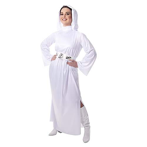 STAR WARS Princess Leia Official Adult Costume - Hooded Dress with Belt and Wig