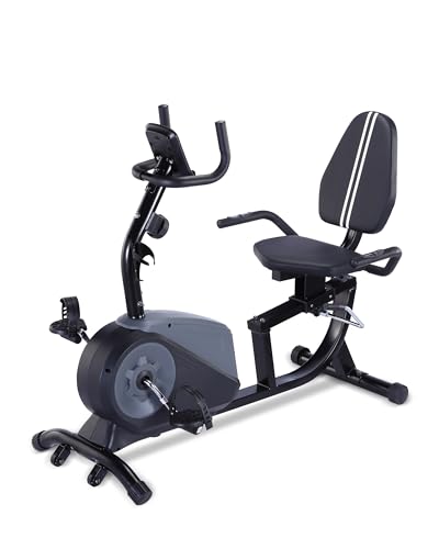 ECHANFIT Recumbent Exercise Bike with Bluetooth Connectivity, 8 Levels Magnetic Resistance and Pulse Rate Monitor for Seniors, Indoor Stationary Bike for Home Use, 350 LB Weight Capacity