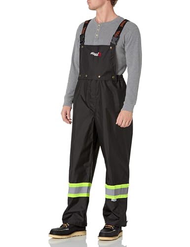Viking Professional Journeyman 300D Trilobal Rip-Stop Fire Resistant Bib Overalls - FR Pants for Men and Women, Class 1, Black - Large