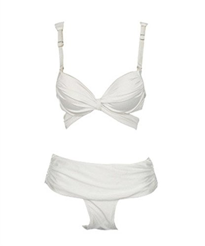 Polovi Women's Swimsuit Brazilian Bikini Bathing Suit Bandage Swimwear White (US SIZE(0-2))