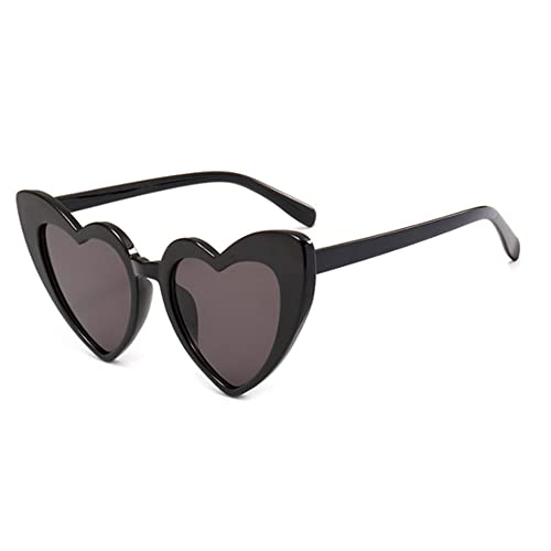 YooThink Heart Shaped Sunglasses for Women,Vintage Cat Eye Mod Style Retro Kurt Cobain Glasses (Black)
