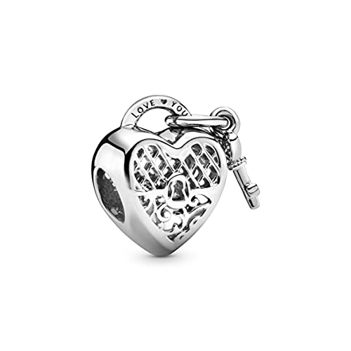 Pandora Jewelry Love You Lock Charm - Original Heart Charm for Pandora Charm Bracelets - Perfect Charm for Mom, Daughter, Sister & More - Sterling Silver, No Box