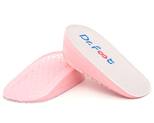 Dr. Foot's Height Increase Insoles, Heel Cushion Inserts, Heel Lift Inserts for Leg Length Discrepancies (1.4' Height) Pink