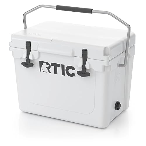 RTIC Hard Cooler 20 qt, White, Ice Chest with Heavy Duty Rubber Latches, 3 Inch Insulated Walls Keeping Ice Cold for Days, Great for The Beach, Boat, Fishing, Barbecue or Camping