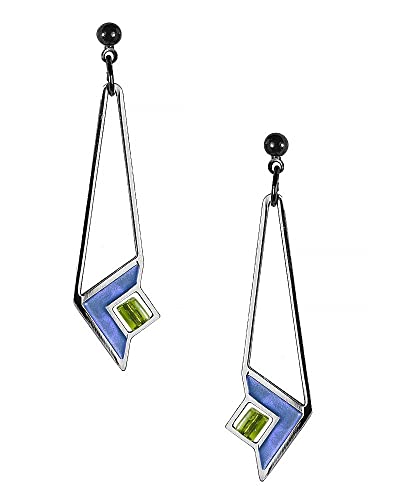 Frank Lloyd Wright Art Glass Blue Enamel Earrings