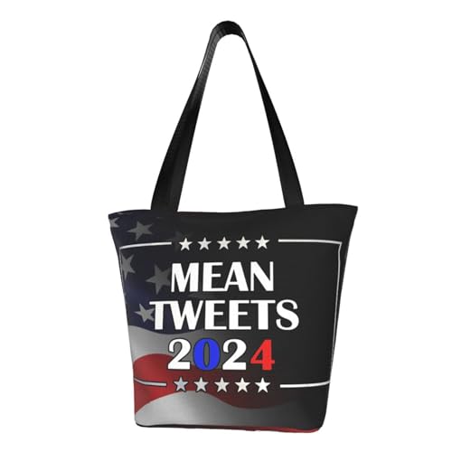 Mean Tweets 2024 Pro Donald Trump '24 Funny Anti Biden Fashion Shoulder Bag Large Capacity For Man Or Woman