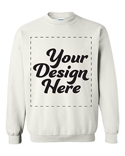 APPARELYN Custom Sweatshirt Design Your Own Print Text or Image Personalized Adult Pullover Sweatshirt Unisex Comfy Crewneck White