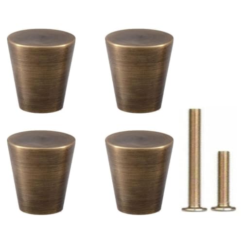 RZDEAL 4Pcs 0.79'x0.98' Antique Bronze Knobs Solid Brass Mid Century Drawer Knobs Vintage Cone Cabinet Knobs Shoe Book Drawer Knob Handle (Bronze)