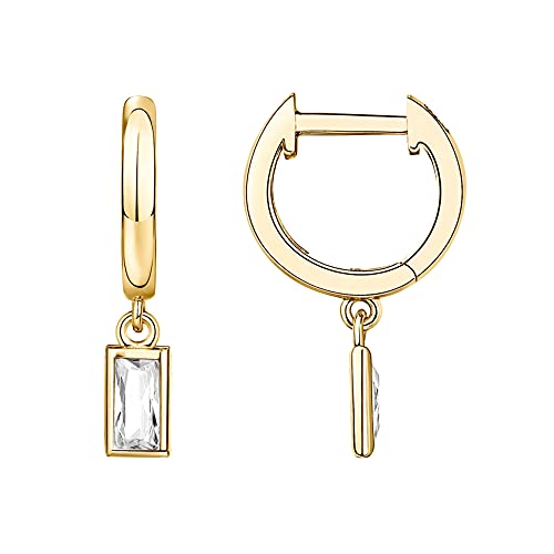 PAVOI Womens 14K Gold Plated Yellow Gold - S925 Sterling Silver Post Drop/Dangle Huggie Earrings