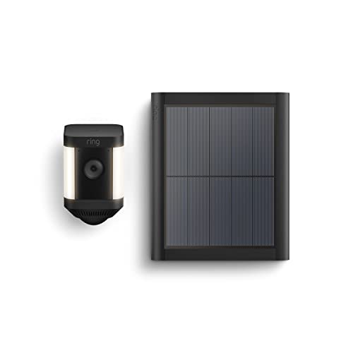 Ring Spotlight Cam Plus, Solar | Two-Way Talk, Color Night Vision, and Security Siren (2022 release) - Black