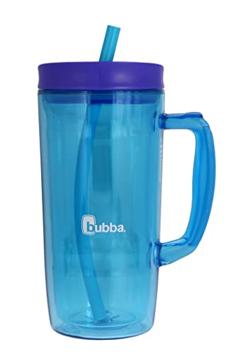 Bubba Envy Travel Thermal Mug, 32 Ounces - Double Wall Insulated With Straw and Handle- Keep All Your Favorite Cold Drinks at Your Side - Sweat Resistant, Ideal For Travel - Pool Blue
