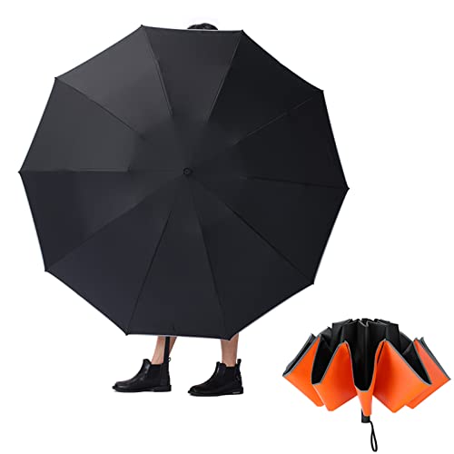 mamoru Inverted Umbrella Windproof Reverse Umbrella Compact, One button for Auto Open and Close Travel Umbrella Portable for Women and Men Extra Large (Orange)
