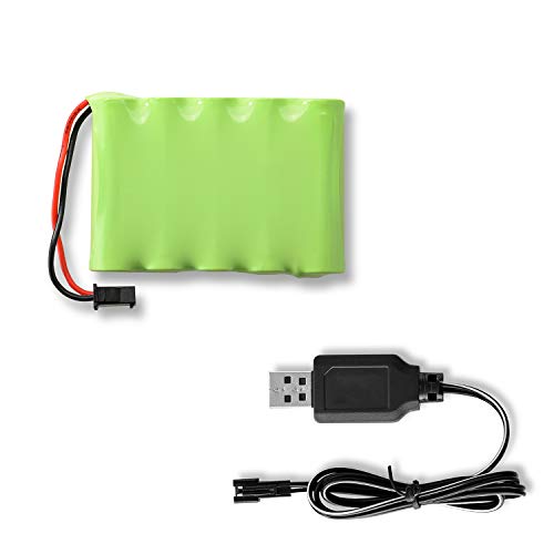 BEZGAR Spare Parts Accessories 6V, 800mAh Nickel-Cadmium Battery (1) + USB Charger (1) 17/18 (TB141/TB142) Toy Grade 1:14 Scale Remote Control Car