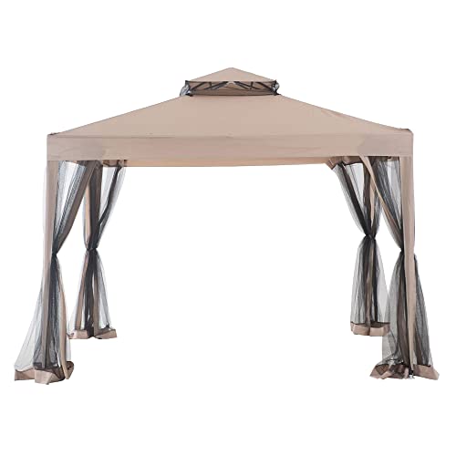 Sunjoy 10'x10' Hampton Softtop Steel Gazebo with Netting