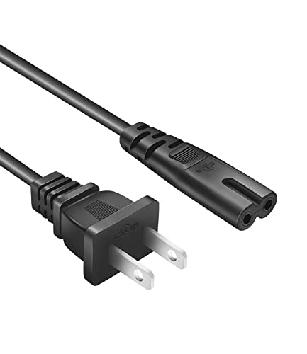 Power Cord for Samsung LG TCL Roku Insignia Toshiba Hisense LED LCD TV Smart Monitor, PS5 PS4 Slim Xbox One-S X Console, Non Polarized 2 Prong Power Cable Replacement 10 Feet