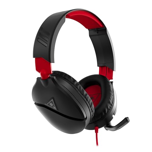 Turtle Beach Recon 70 Multiplatform Gaming Headset for Nintendo Switch, Xbox Series X|S, PS5, PC, Mobile w/ 3.5mm Wired Connection - Flip-to-Mute Mic, 40mm Speakers, Lightweight Design - Black/Red