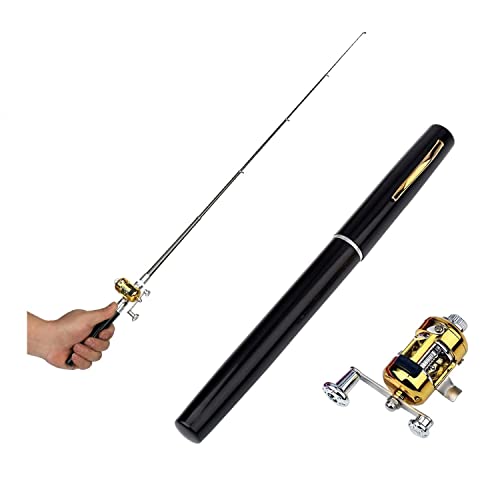 2023 Pocket Size Fishing Rod - Newest Pen Fishing Pole And Reel Combo, Portable Telescopic Small Fishing Pole Mini Fishing Rod, Micro Collapsible Fishing Rod And Reel Combo Travel Fishing Kits (Black)