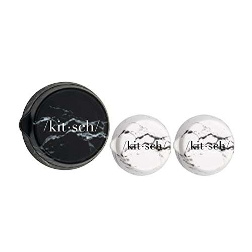 Kitsch Reusable Travel Jars for Creams - Silicon Travel Containers, Shampoo & Lotions | Stylish Travel Containers for Toiletries | TSA Approved Leak Proof | Holiday Gift | Dishwasher Safe, Marble 3pc
