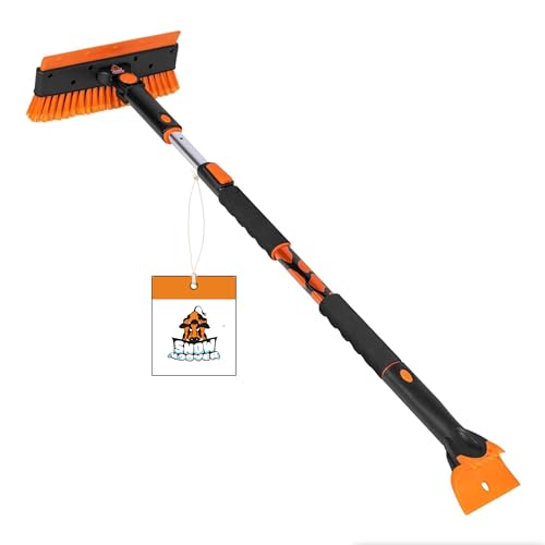 BIRDROCK HOME 60' Extendable Snow Brush with Detachable Ice Scraper for Car | 13' Wide Foam & Bristle Head | Size: Truck, Car, SUV, & RV | Lightweight Aluminum Body with Ergonomic Grip