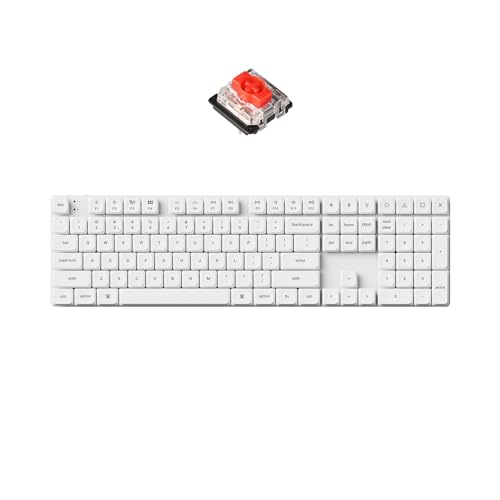 Keychron K5 Pro Full Size Ultra-Slim QMK/VIA Custom Wireless Bluetooth/USB Wired Mechanical Keyboard, 108 Keys Programmable White LED Backlight Low-Profile Gateron Red Switch for Mac Windows Linux
