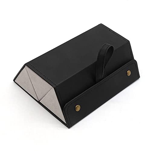 Foldable Glasses Storage Box Sunglasses Box, Portable Pu Bag Glasses Holder, Snap Button Jewelry Sorting Display Box, Saving Space(3 Slots,black)