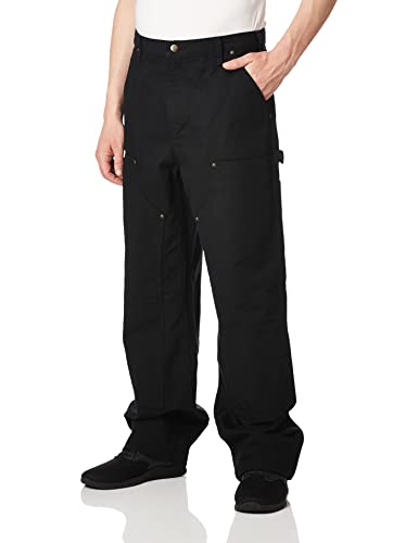 Carhartt Men's Loose Fit Washed Duck Double-Front Utility Work Pant, Black, 30W x 30L