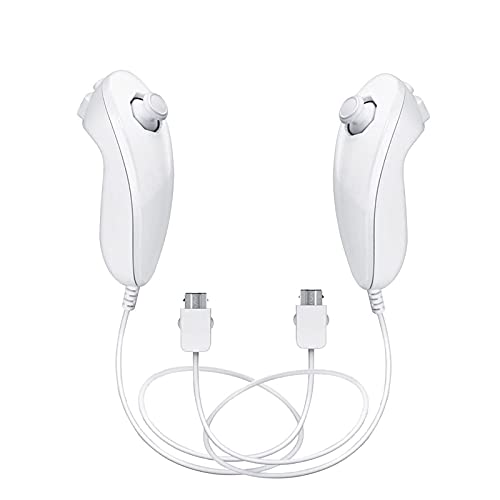Venanoci 2 Pack Wii Nunchuck Controller, Replacement Video Game Gamepads Joystick Controller for Wii and Wii U(White)