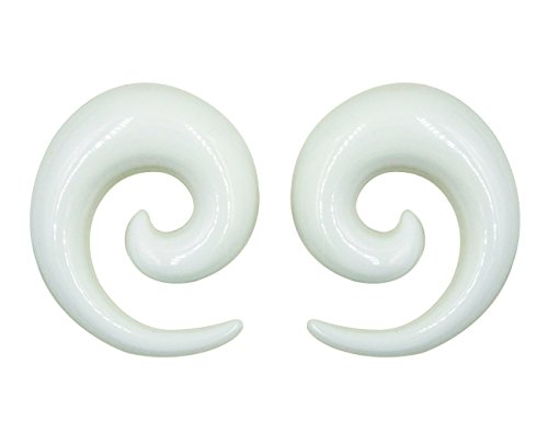 Zaya Body Jewelry Pair of White Ear Plugs Tapers Spirals Horseshoes Tapers Gauges 16mm 18mm 20mm 22mm 24mm (22mm (7/8'))