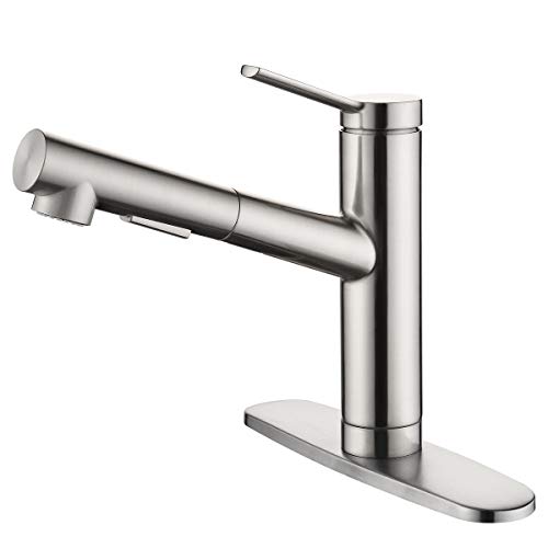 CREA Kitchen faucets, Bar Sink Faucet, Kitchen Sink Faucet Pull Out Brushed Nickel Single Handle Prep Wet Commercial Modern rv Low Arc Faucet