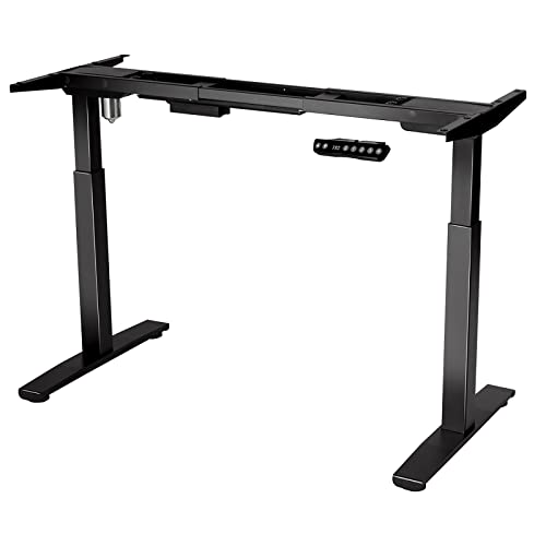 POWERSTONE Electric Sit to Stand Adjustable Desk Frame with Button Controller and Cable Management Tie Durable Connection, Black