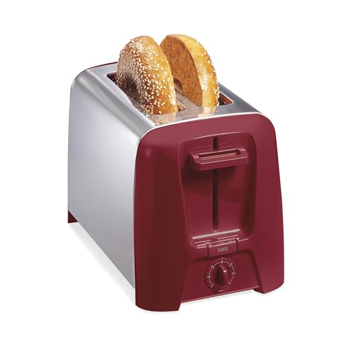 Hamilton Beach 2 Slice Toaster with Extra Wide Slots, Shade Selector, Auto-Shutoff, Cancel Button and Toast Boost, Red
