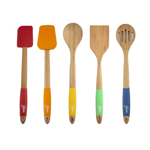 Cambridge 6384X9FSTA94NR Fiesta Bamboo 5-Piece Silicone Utensil Set