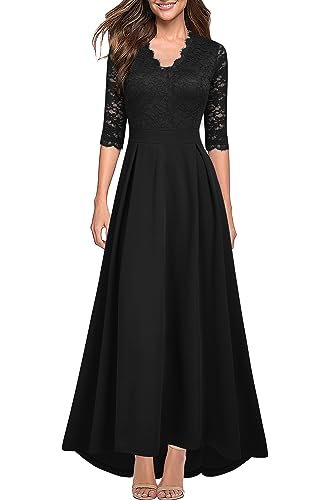 Viwenni Formal Dresses for Women Bridesmaid Lace Long Dresses S Black