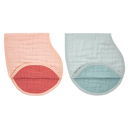 aden + anais Burpy Bib, 100% Organic Cotton Muslin, Soft Absorbent 4 Layers, Multi-Use Burp Cloth and Bib, 22.5' X 11', 2 Pack, Mother Earth