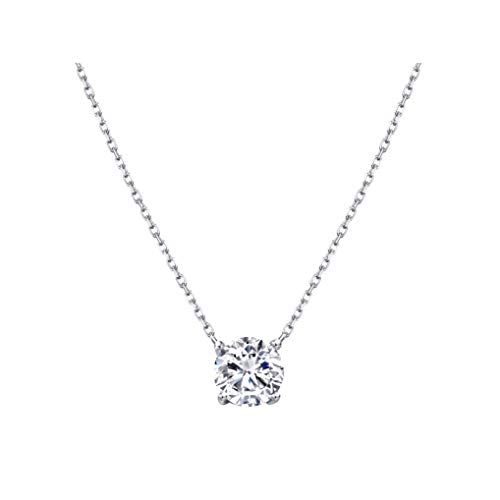 S.Leaf Dainty Cubic Zirconia Necklace Solitaire Necklace Sterling Silver CZ Diamond Pendant Necklaces Gold Necklaces for Women