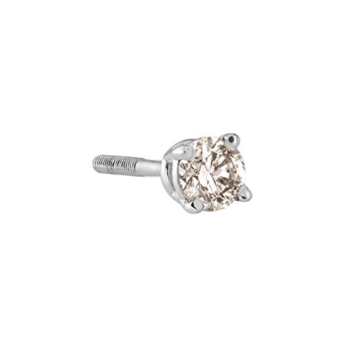 SINGLE Diamond Stud Earring in 18k White Gold (0.08ct, Good, I2-I3) 4-Prong Basket set with Screw-back by Diamond Wish