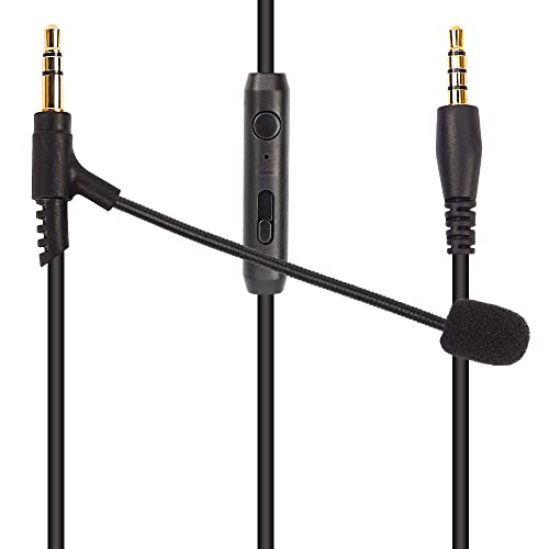 MEIRIYFA Boom Mic Cable for Headphones,3.5mm Jack Microphone Audio Gaming Cable with Mute Volume Control for Windows PC, Playstation 4, Xbox One, P5(4.4FT)