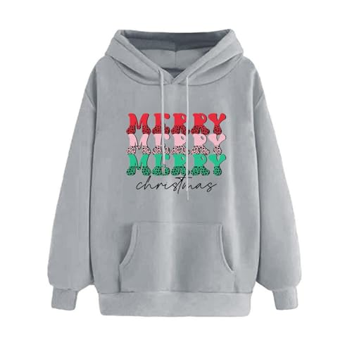 SKDOGDT Womens Fashion Hoodies & Sweatshirts Cute Merry Christmas Graphic Long Sleeve Hooded Pullover Warm Holiday Sweater