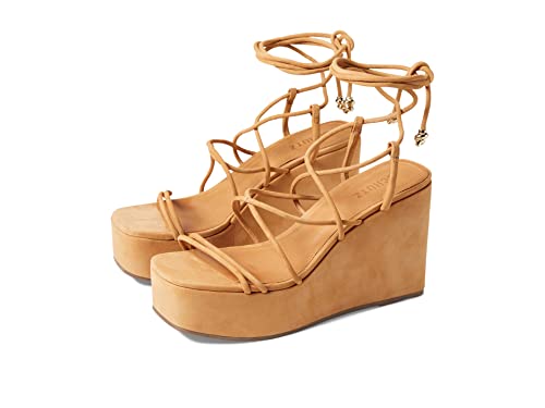 Schutz Women's Magdalena Casual Platform Sandal, Nude Caramel, 8