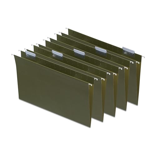 Staples 490853 Recycled Hanging File Folders 5 Tab Legal Size Standard Green 50/BX