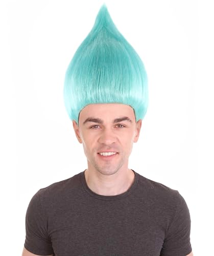 Adult Unisex Light Blue Color Straight Cosplay Halloween Troll Wig, Synthetic Soft Fiber Hair, Perfect for your next Festival and Group Anime Party!