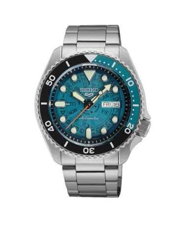 SEIKO 5 Sports SKX â€˜Skeleton Styleâ€ Blue Dial SRPJ45K1, bracelet
