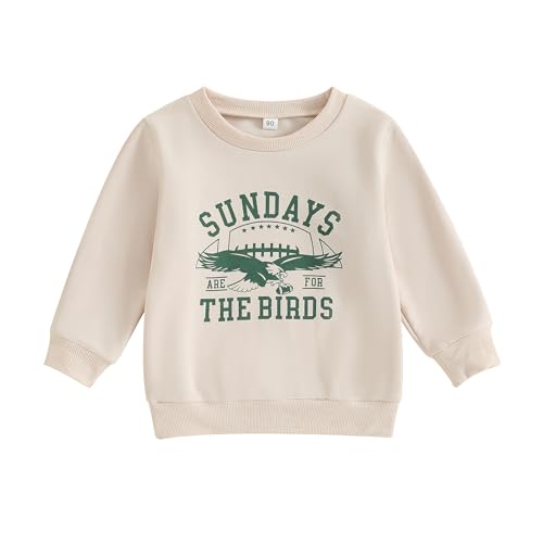 Karuedoo Toddler Baby Girl Boy Game Day Clothes Sundays Are for the Birds Sweatshirt Crewneck Long Sleeve Pullover Shirts Top (Apricot, 4-5 Years)