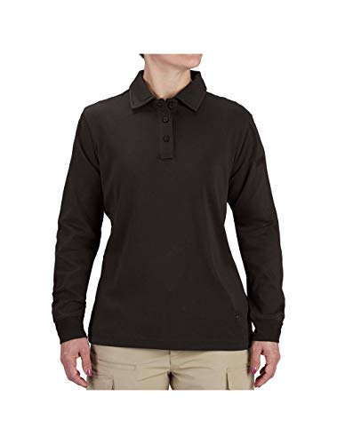 Propper Women's Standard Uniform Cotton Long Sleeve Polo, Black, Large