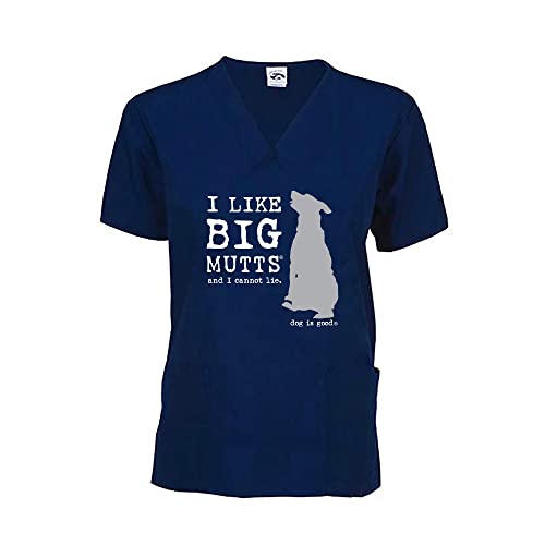 Dog is Good Scrub Top I Like Big Mutts - Great Gift for Dog Lovers, Made with High Premium Materials, for Men and Women Navy Blue